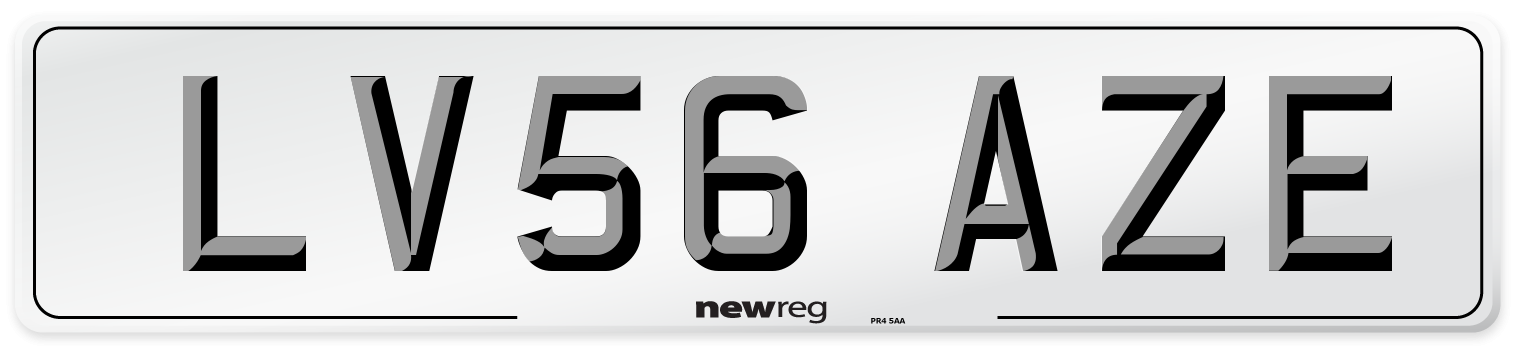 LV56 AZE Number Plate from New Reg